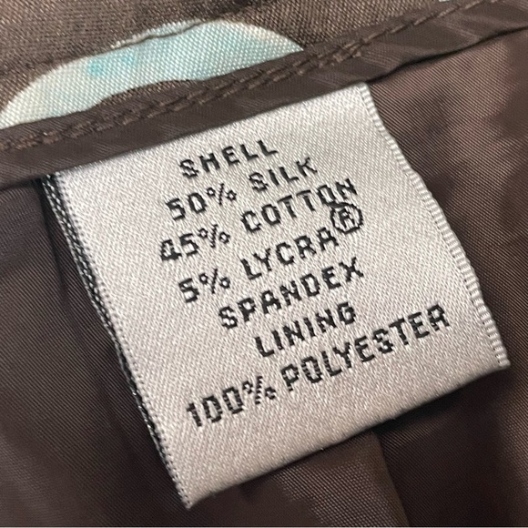 Talbots Silk Blend Stretch Brown Blue Dress Pants Stretch size 4 Classy paisley - Picture 8 of 11